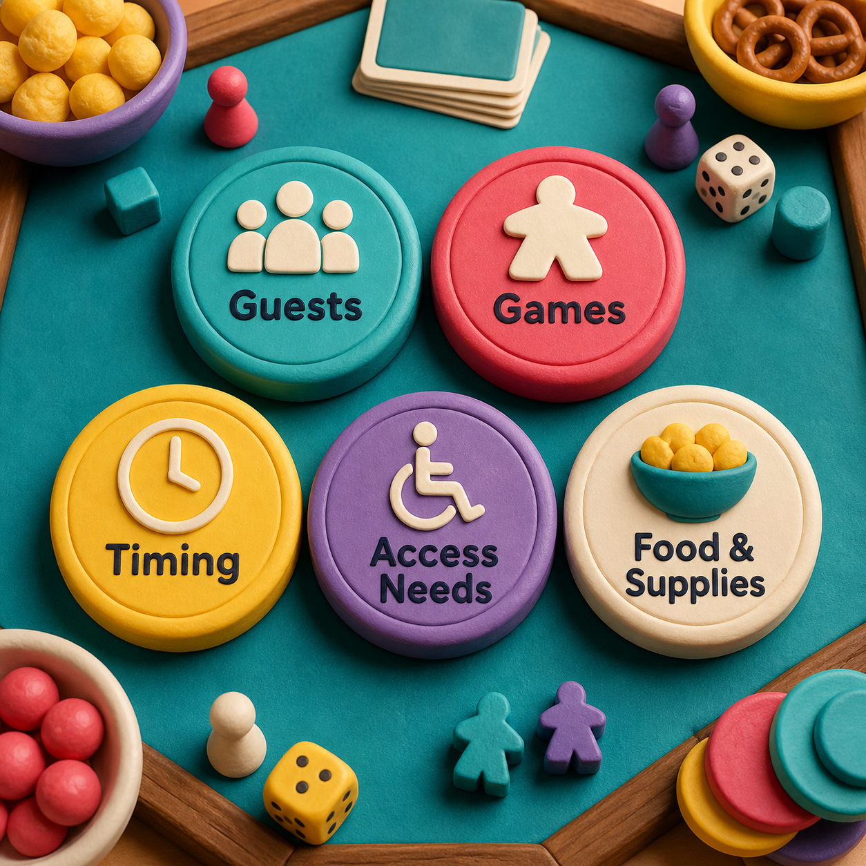 Game Night Plan Generator inputs including guests, games, timing, access needs, food, and supplies