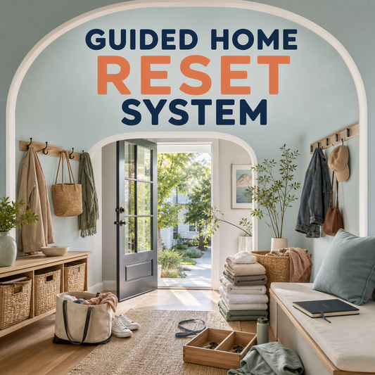 Guided Home Reset System for practical room organization and household routines