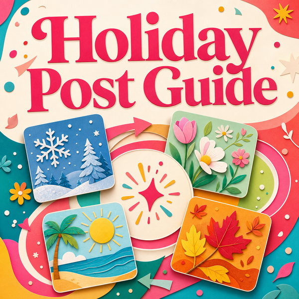 Holiday post planning guide for creating seasonal social media content for different audiences and times of year.