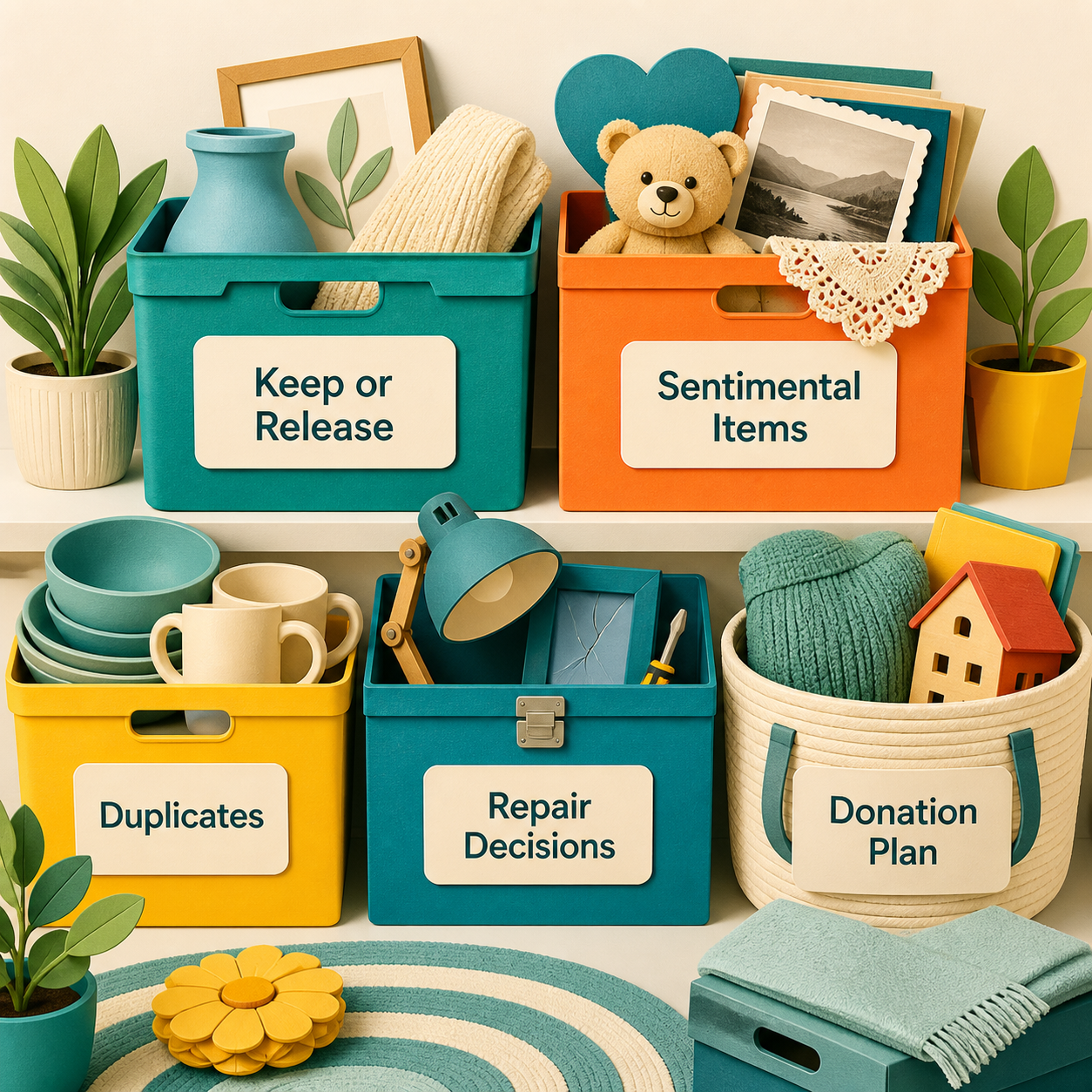 Topics covered in the Home Decluttering Decision Prompts | Focused Prompt Pack