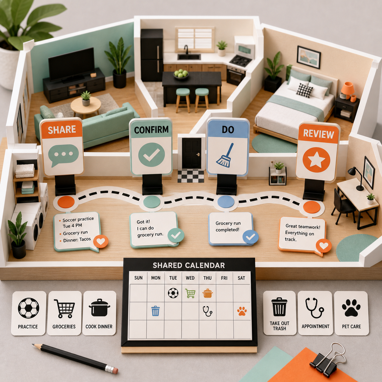 Household Communication System step-by-step process for using the toolkit in everyday life.