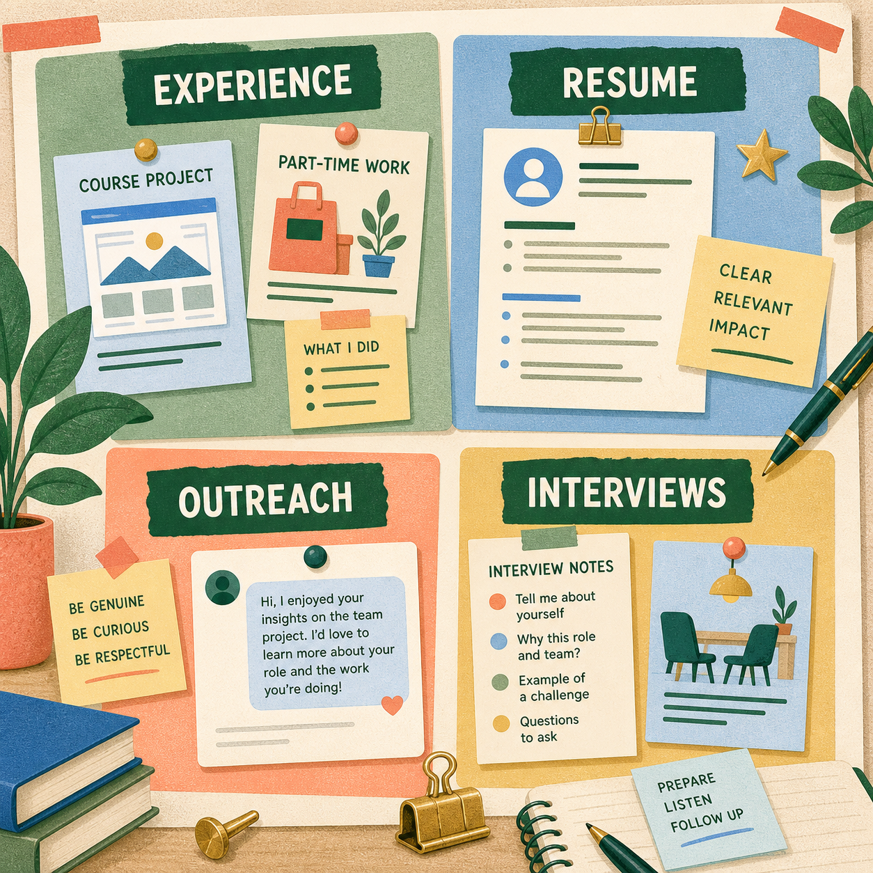 New Graduate First Job Search | AI Workflow Toolkit illustrated contents overview
