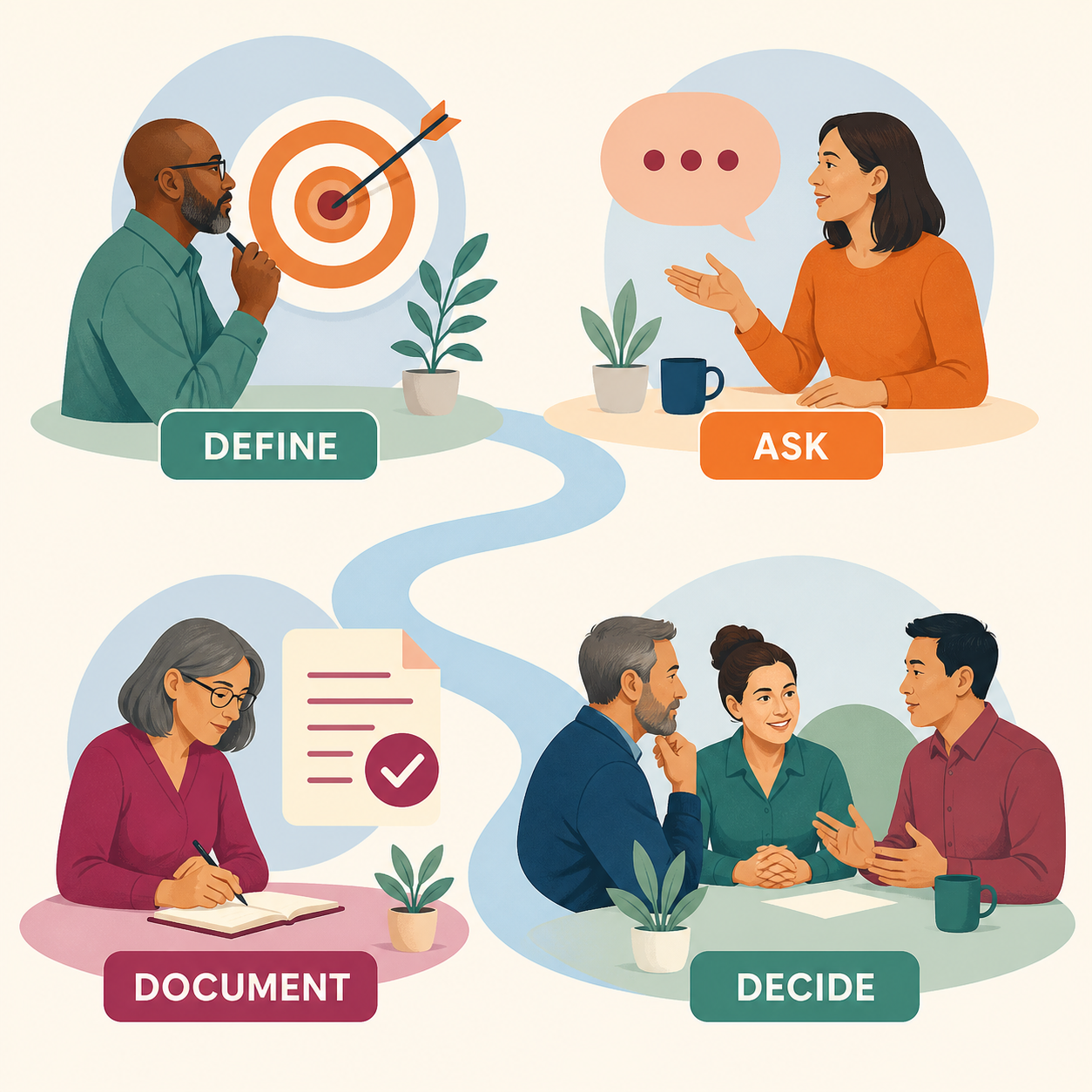 Interview Kit for Hiring Managers method for defining, asking, documenting, and deciding.