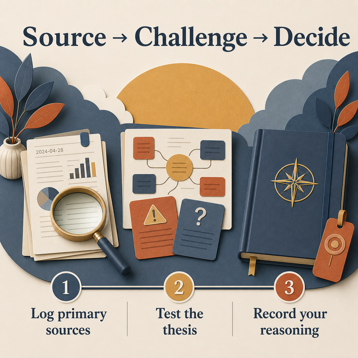 Investment Research & Decision Journal three-step workflow overview