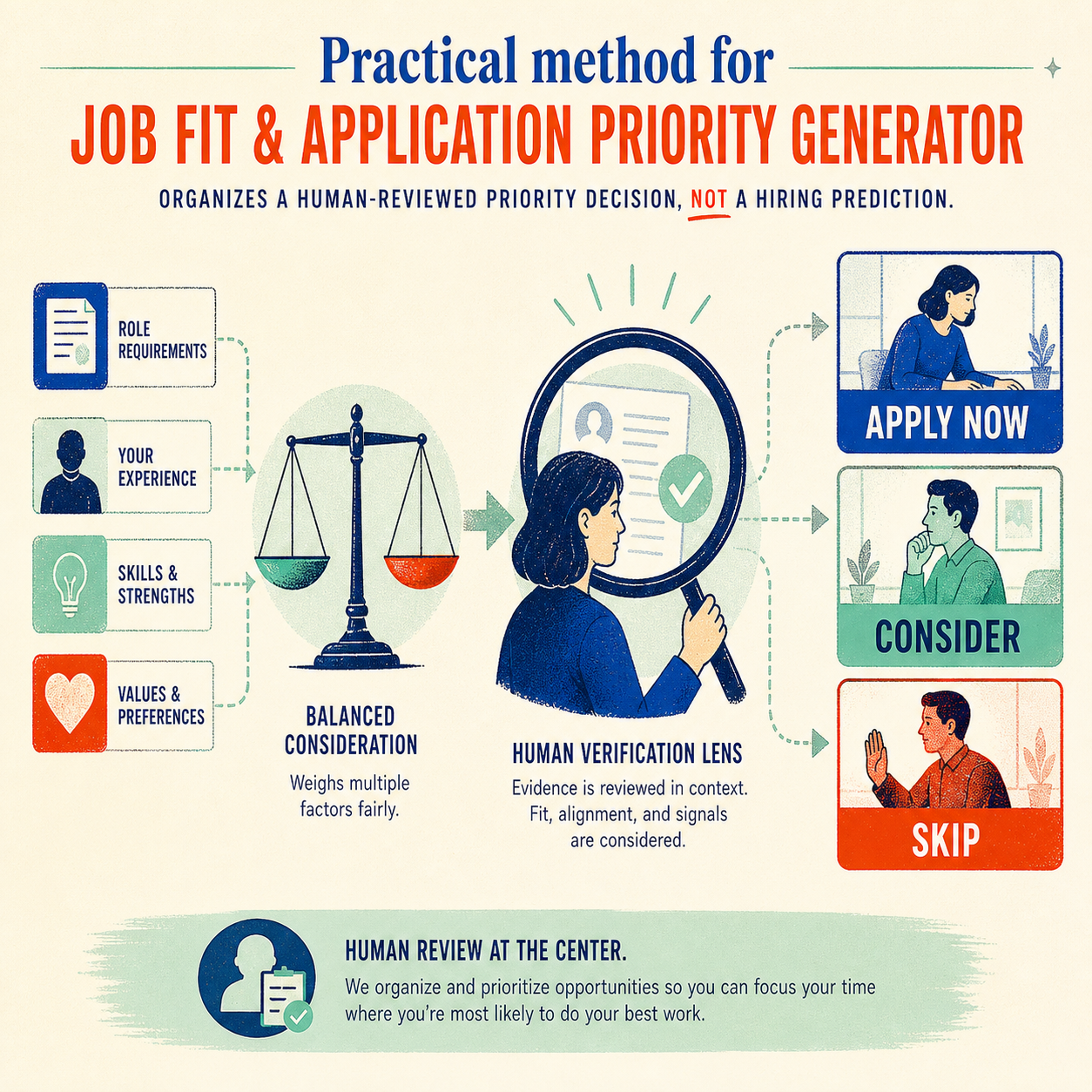 Job Fit & Application Priority Generator | AI Prompt Tool Apply Now, Consider, or Skip decision method