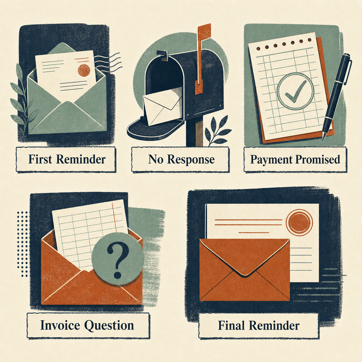 Topics covered in the Late Payment Follow-Up Messages | Focused Prompt Pack