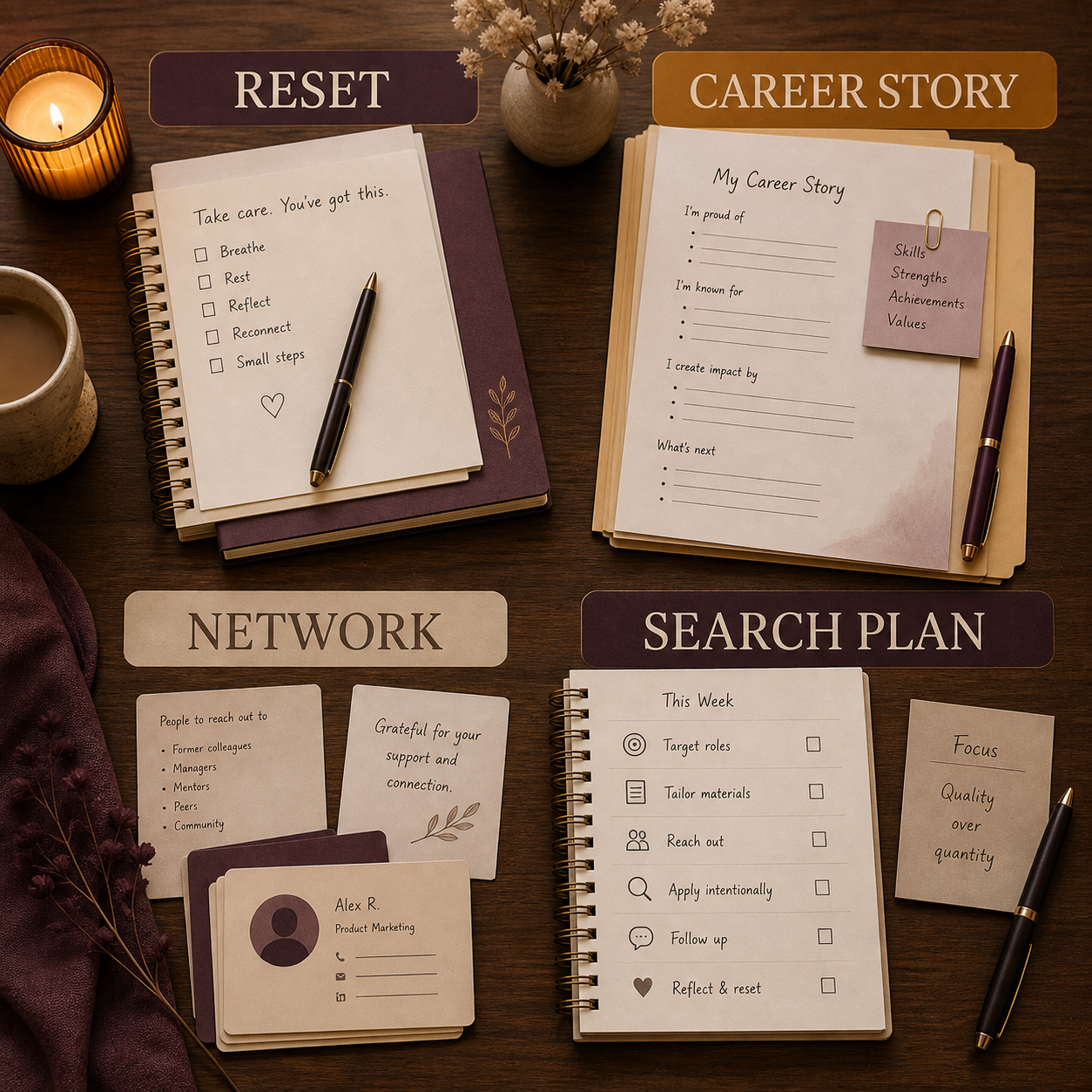 Layoff Recovery & Job Search Reset | AI Workflow Toolkit illustrated contents overview
