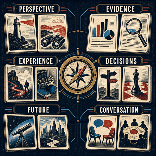 LinkedIn Thought Leadership Prompts selection map with twelve cards across perspective, evidence, experience, decisions, future, and conversation