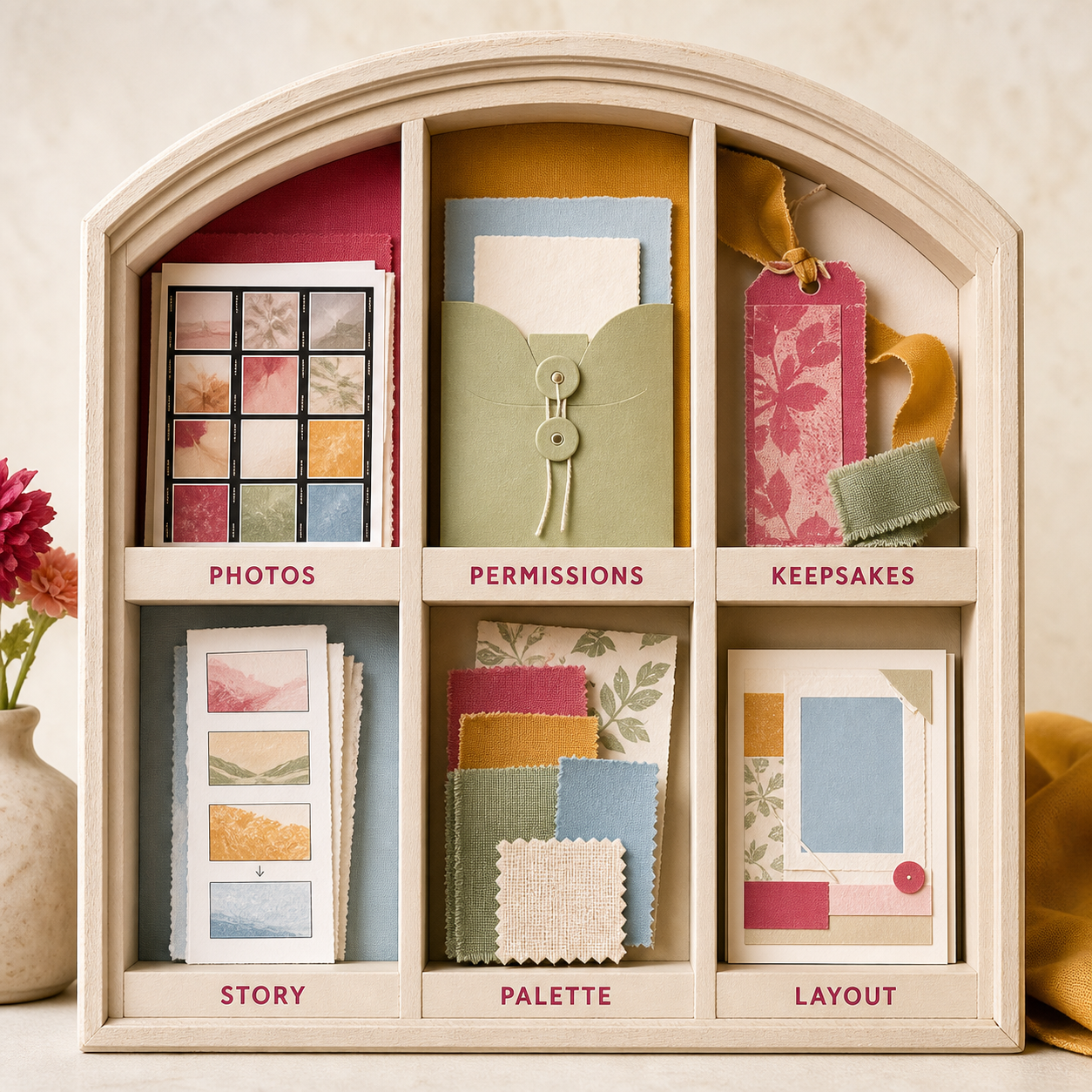 Memory-Keeping & Scrapbook Planner | Printable Hobby System illustrated contents overview