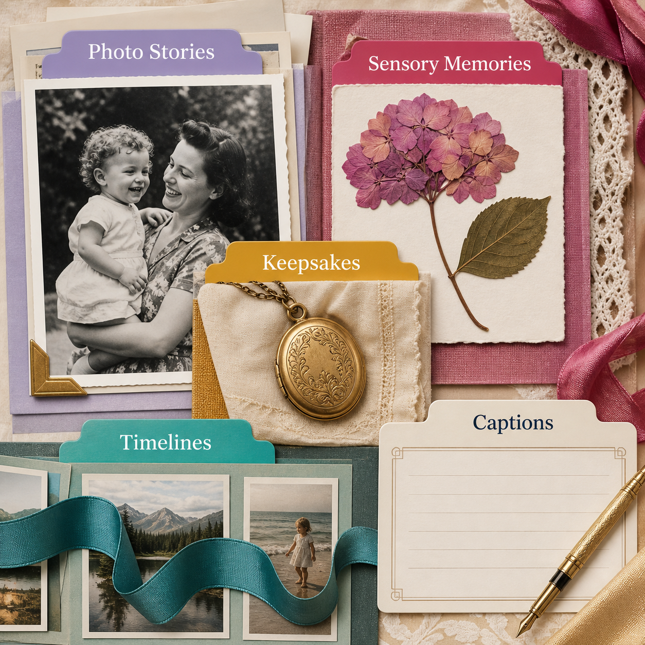Topics covered in the Memory-Keeping Story Prompts | Focused Prompt Pack