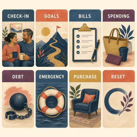 Topics covered in the Money Conversations for Couples | Focused Prompt Pack