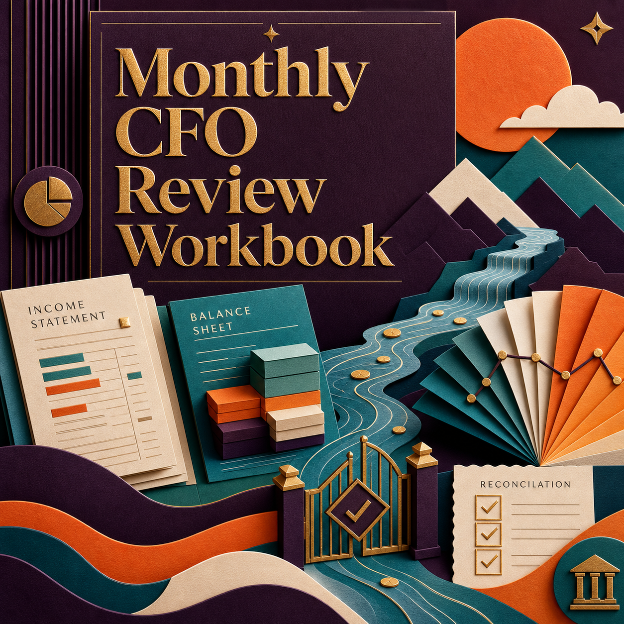 Monthly CFO Review Workbook with financial statements, cash flow, forecast, reconciliation, and controlled decisions.