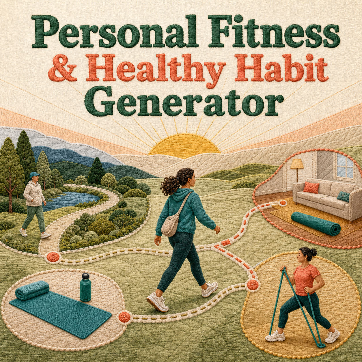 Personal Fitness & Healthy Habit Generator cover illustrating adaptable everyday movement