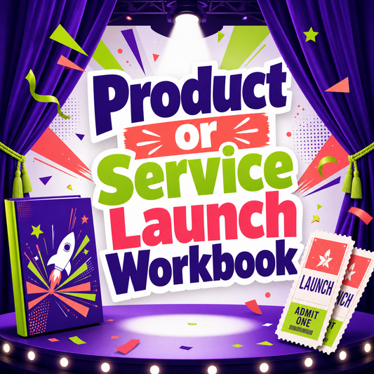 Product or service launch workbook for shaping an offer, positioning it, and planning its release.