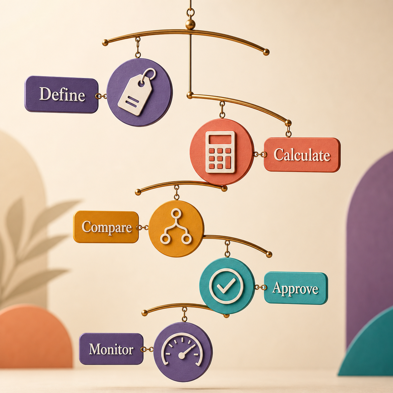 Pricing decision process for defining the question, calculating inputs, comparing options, approving, and monitoring.