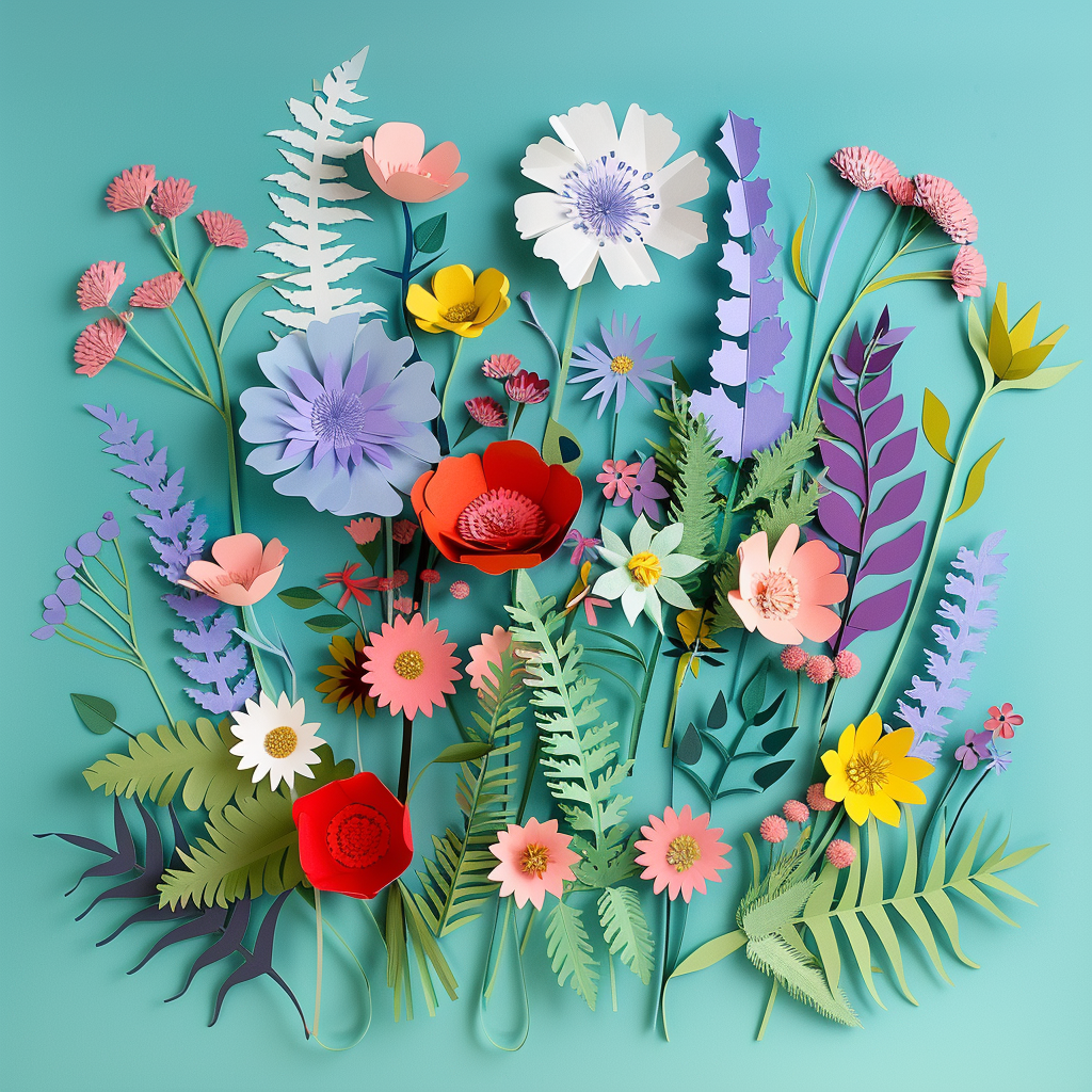 Vibrant Paper Art Creations AI MidJourney Image Prompt, 80233D art, artistic, butterflies, craftsmanship, creative, design, detailed, fruits, handmade, intricate, midjourney, nature, paper art, seashells, tropical, tropical flowers