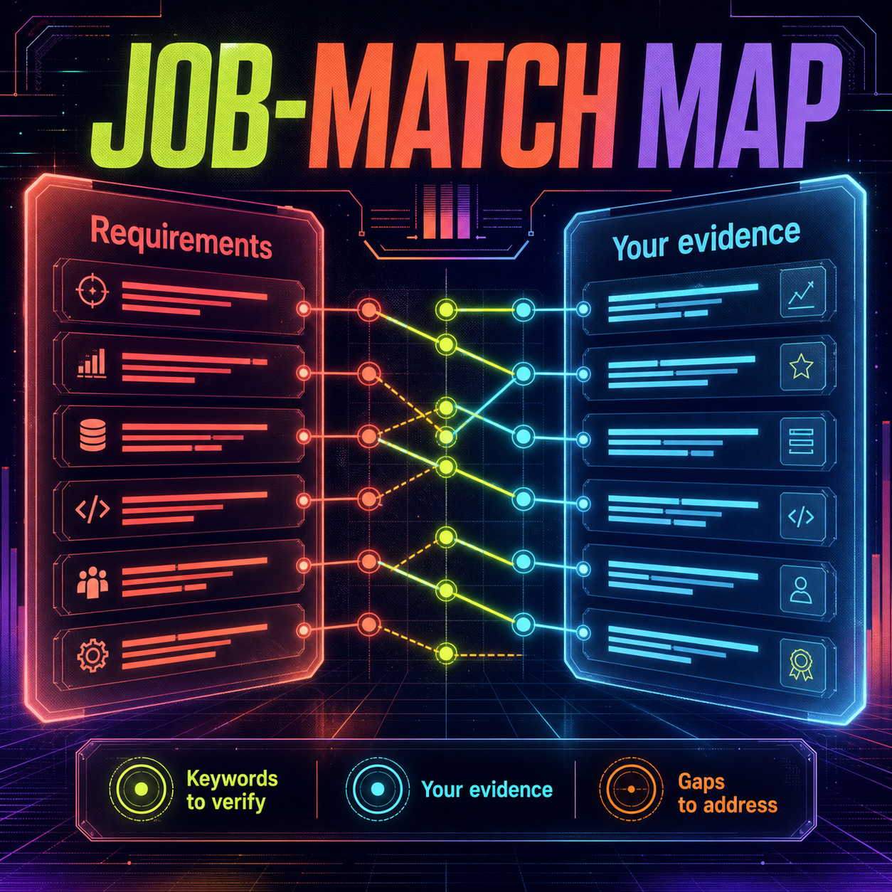 Job-match map connecting job requirements with verified resume evidence