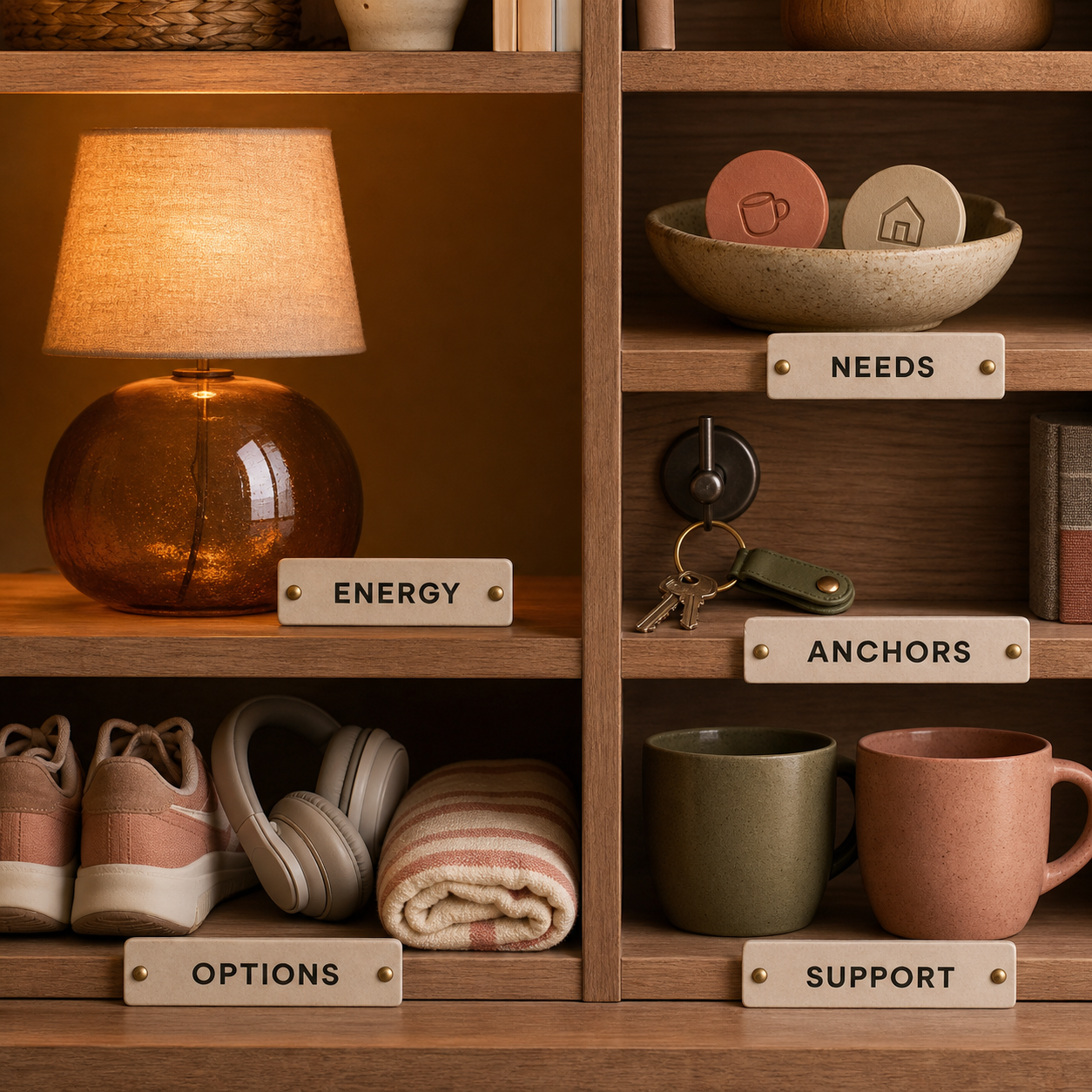 Self-Care Routine Generator overview of energy, needs, anchors, flexible options, and support