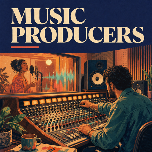 Music Producers guide cover showing a producer mixing a recording session