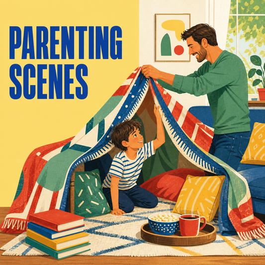 Parenting Scenes guide cover showing a parent and child building a blanket fort together