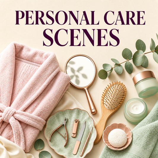 Personal Care Scenes guide cover with an illustrated self-care vanity arrangement