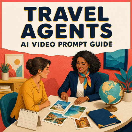 Travel agents AI video prompt guide represented by a travel advisor planning a trip with a client
