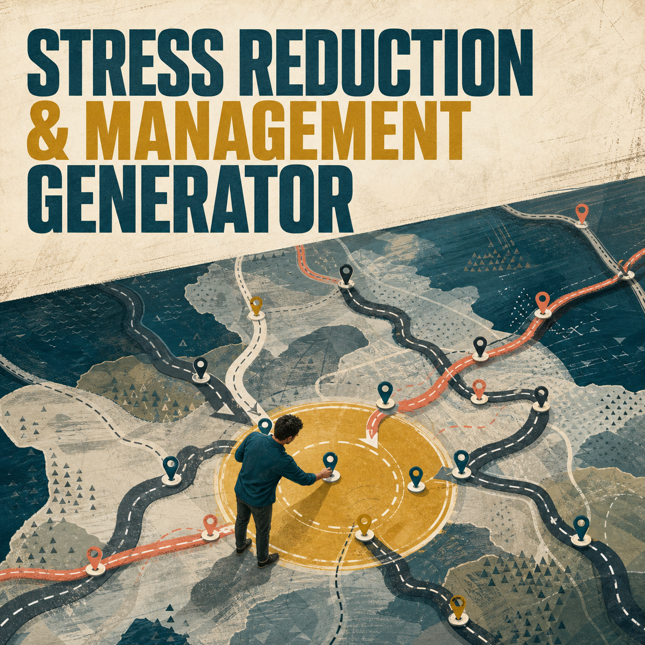 Stress Reduction & Management Generator cover illustrating practical everyday stress planning