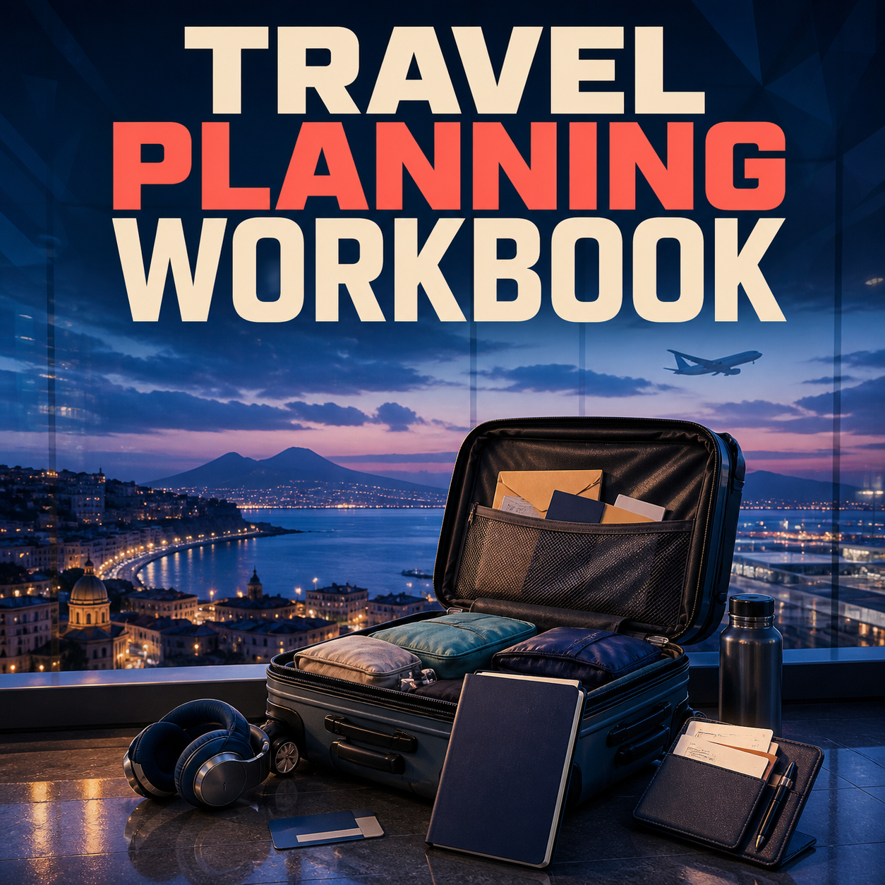 Travel Planning Workbook for organizing research, budget, itinerary, packing, and contingencies