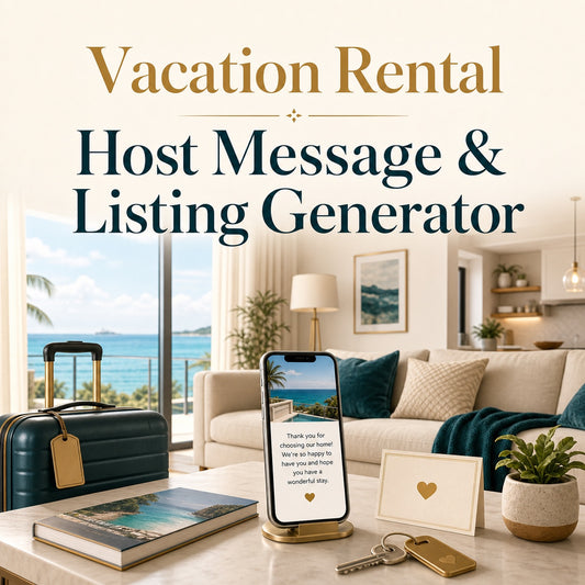 Vacation rental host workspace cover for the Vacation Rental Host Message and Listing Generator