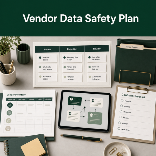 Vendor data safety planning guide for organizing access, retention, review, ownership, and contract checklist decisions.