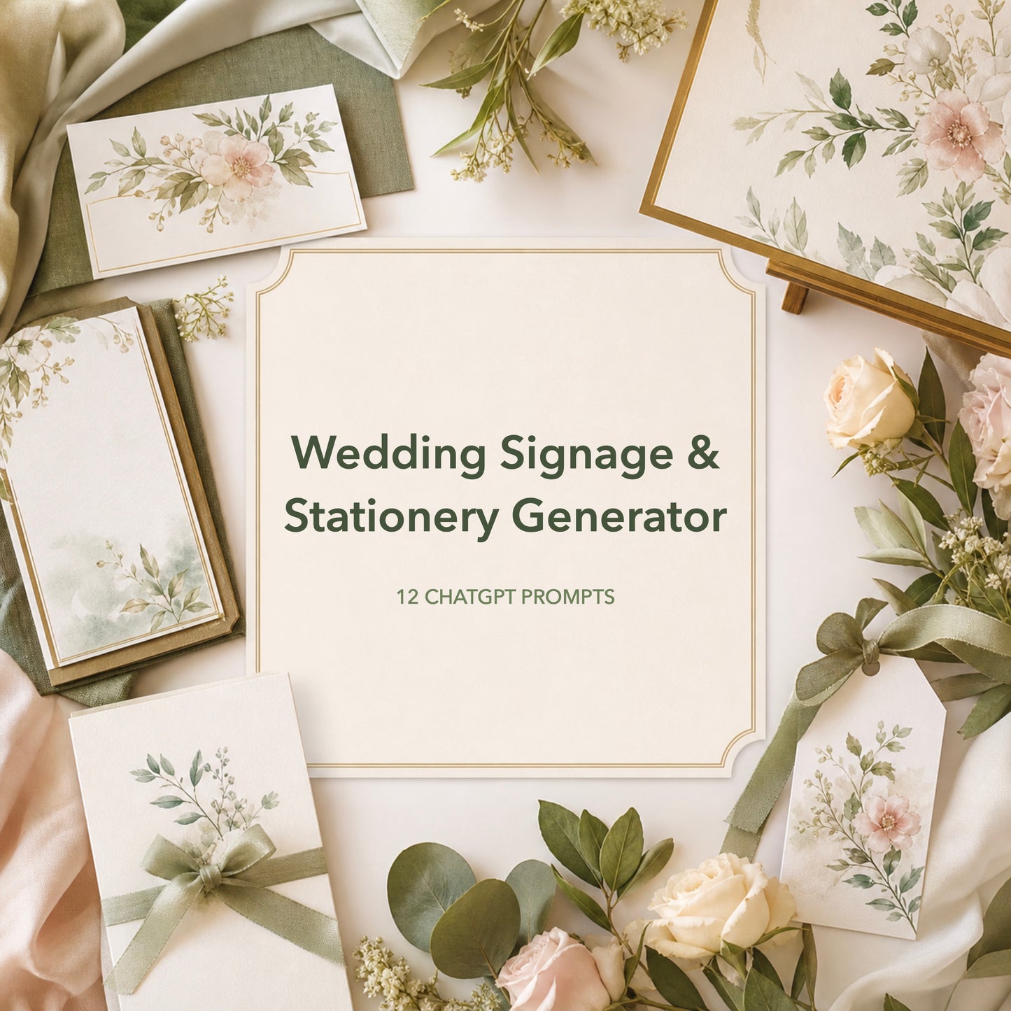 Wedding Signage and Stationery Generator cover with botanical wedding paper details
