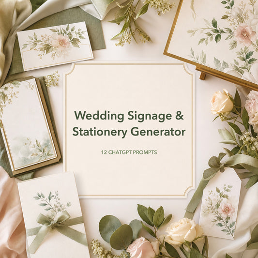 Wedding Signage and Stationery Generator cover with botanical wedding paper details
