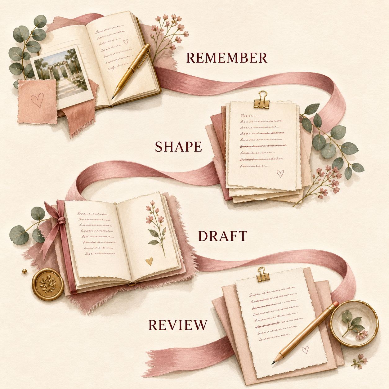 Wedding Vow & Ceremony Script Generator method for gathering, drafting, and reviewing the result