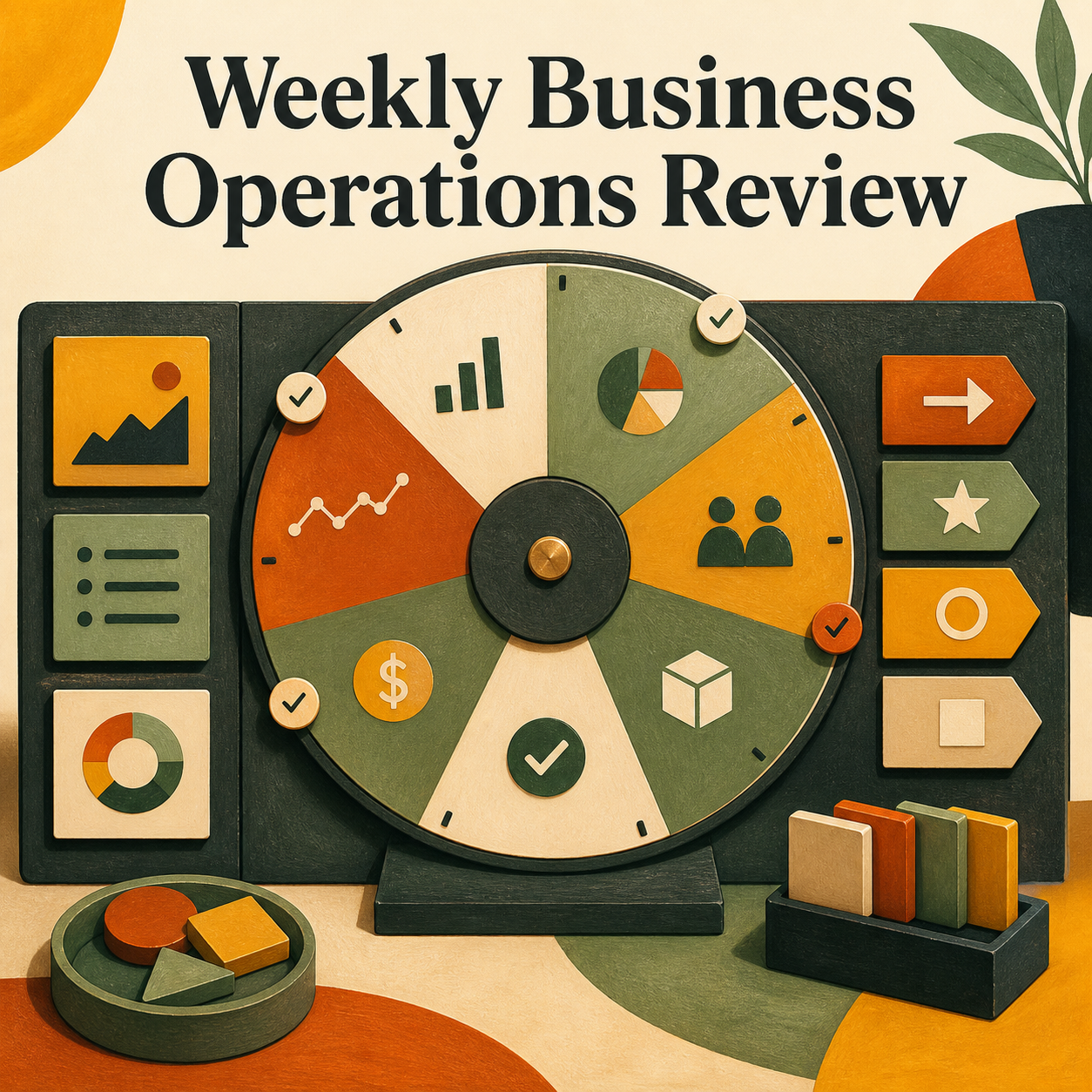 Weekly Business Operations Review toolkit cover with an illustrated review wheel