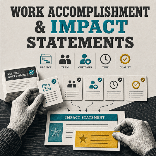 Work Accomplishment & Impact Statements | Focused Prompt Pack cover with verified work evidence cards