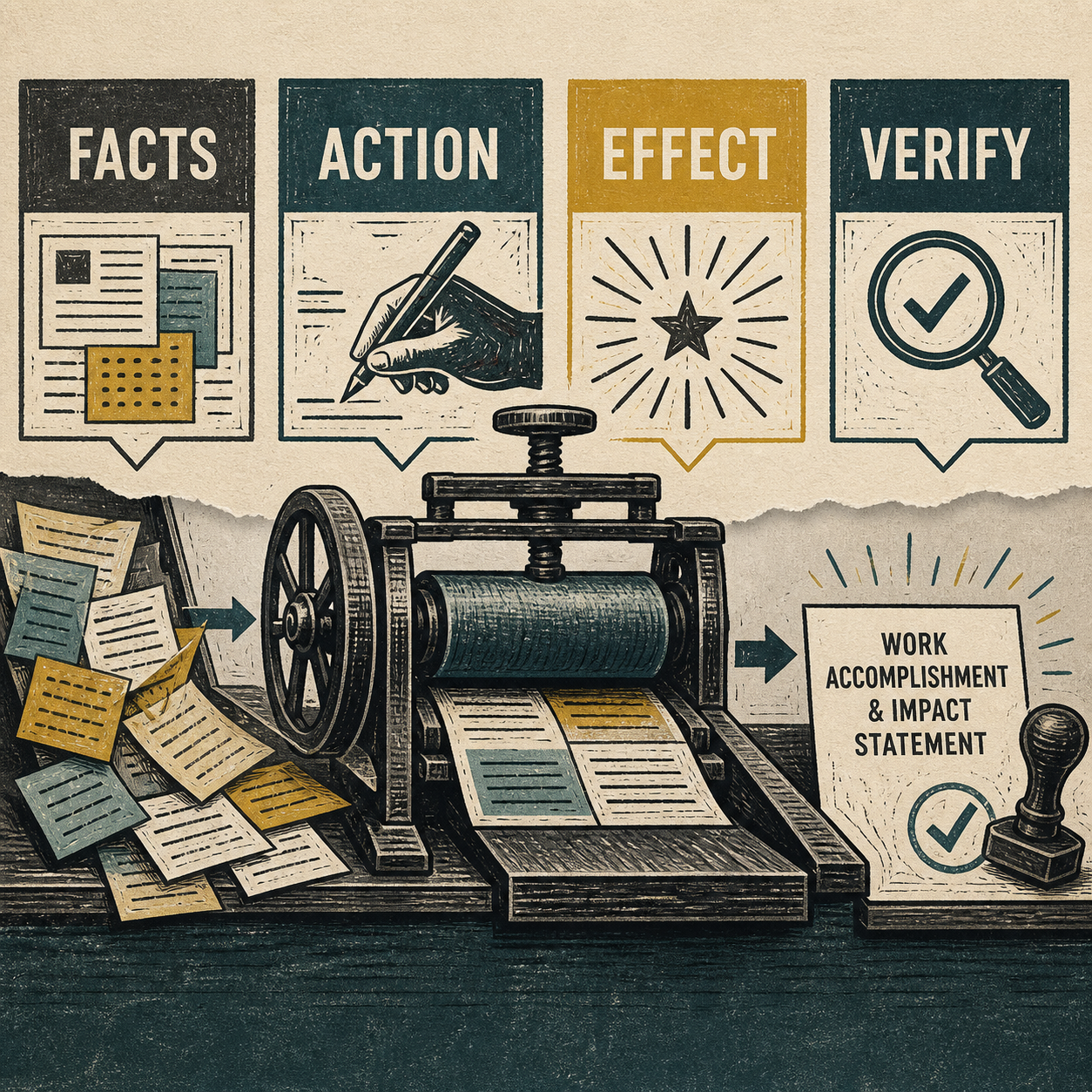 Work Accomplishment & Impact Statements | Focused Prompt Pack facts, action, effect, and verify method