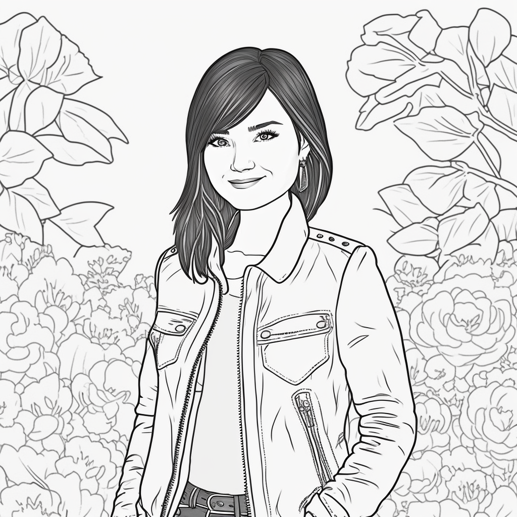 AI Midjourney Prompt for Coloring Page - Smiling Woman