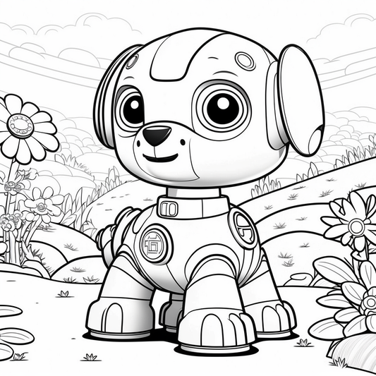 AI Midjourney Prompt for Coloring Pages - Cute Robot Coloring Page