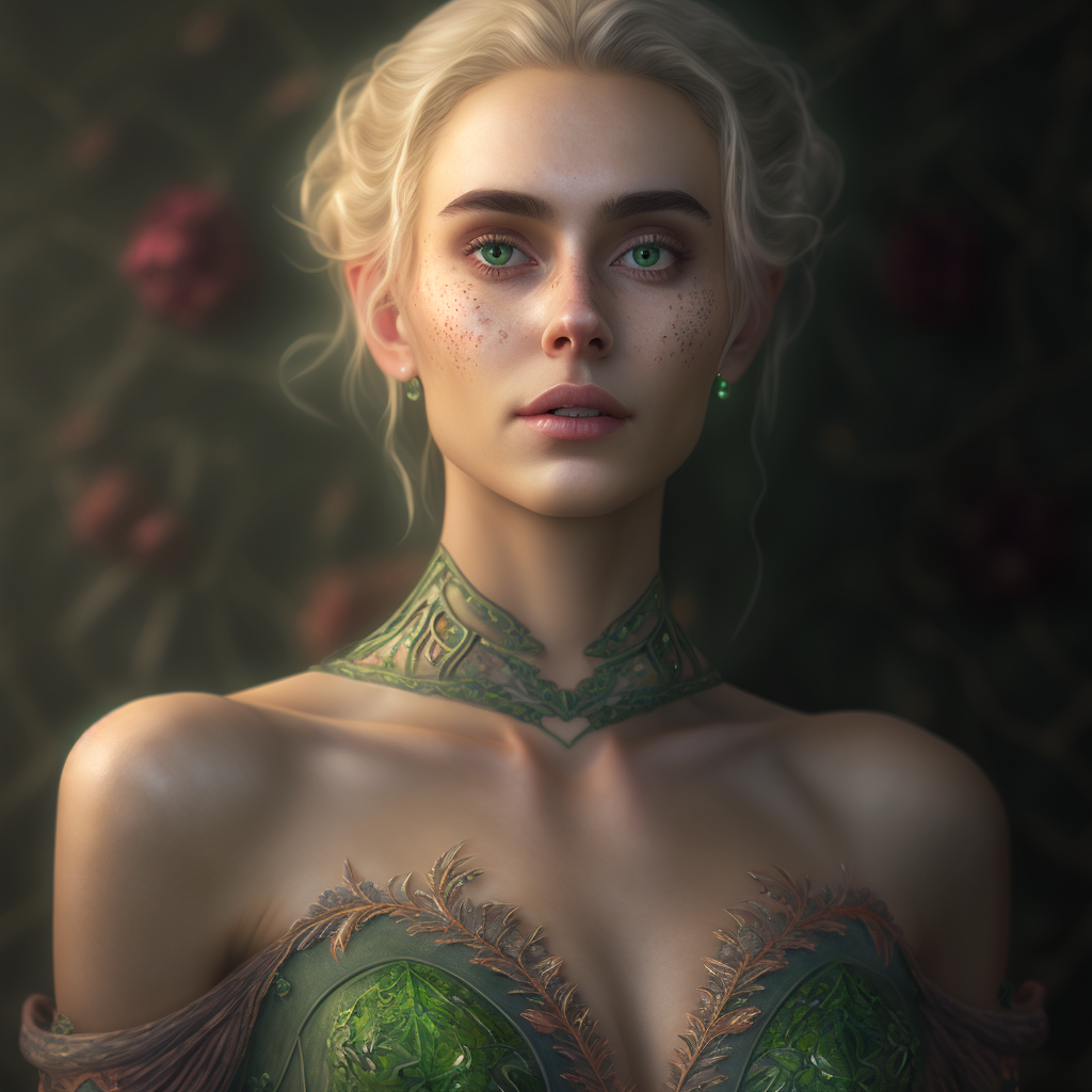 AI Midjourney Prompt for People - Realistic Fantasy Woman in Gown