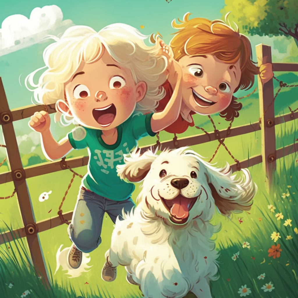 AI Midjourney Prompt for Storybook Illustrations -  Kids and Dogs