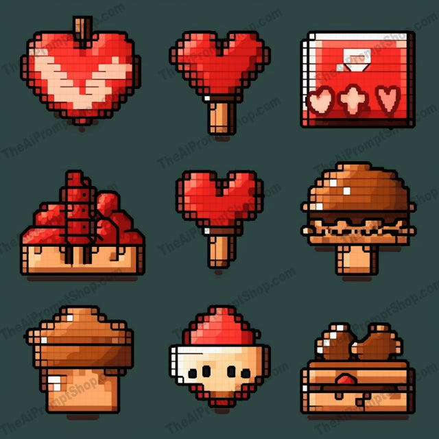 AI Midjourney Prompt for Pixel Retro Food Icons