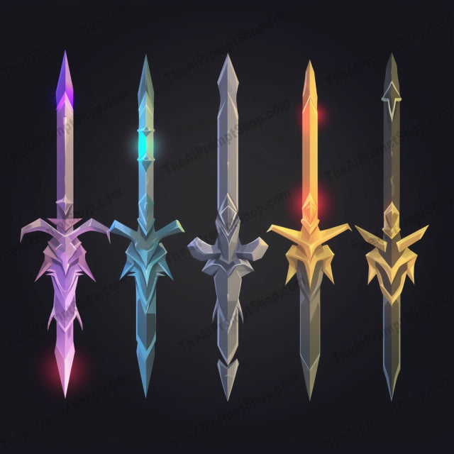 AI Midjourney Prompt for Dynamic Low Poly Swords