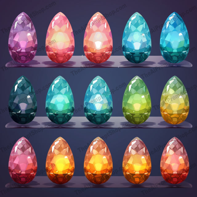 AI Midjourney Prompt for Colored Crystal Easter Eggs