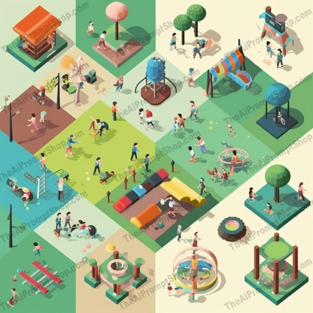 AI Midjourney Prompt for Isometrics - B243s -  Isometric Park Play Set