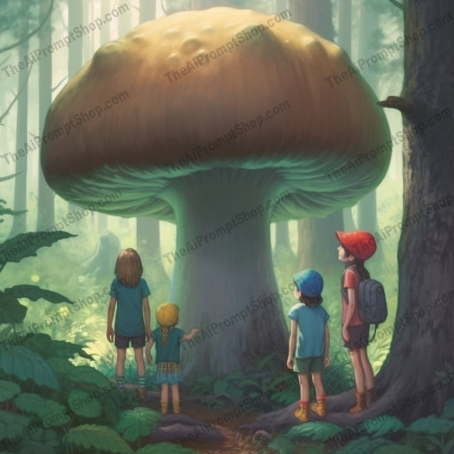 AI Midjourney Prompt for C217 - Storybook Illustrations - Mushroom Clearing Fun