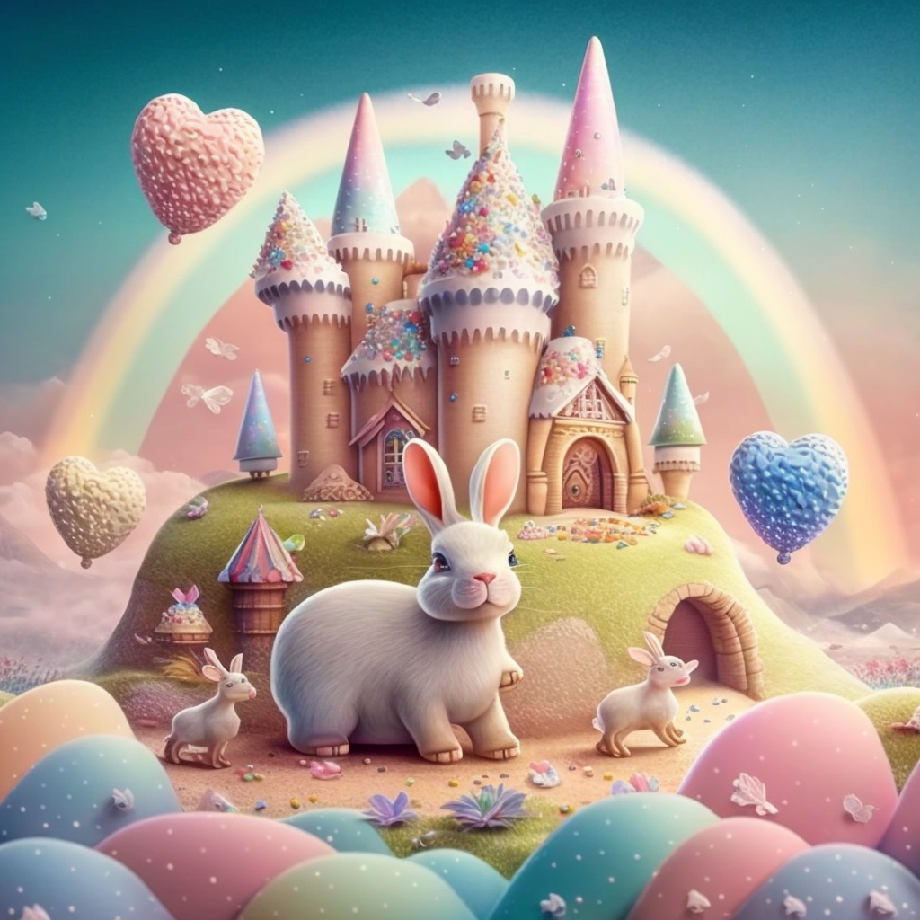 AI Midjourney Prompt for Easter - Glittery Bunny Wonderland