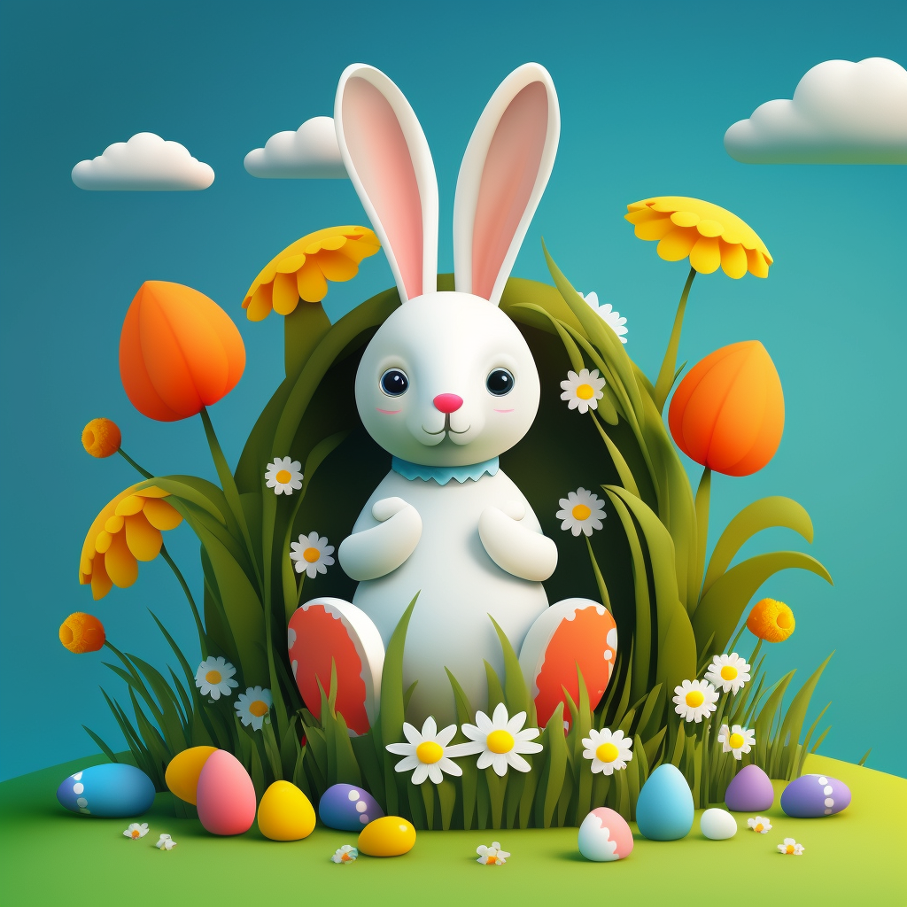 AI Midjourney Prompt for Easter - Cute Garden Bunny