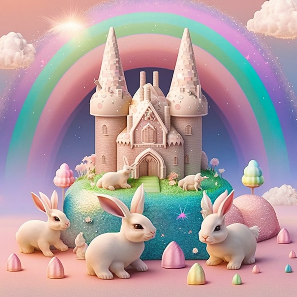 AI Midjourney Prompt for Easter - Glittery Bunny Wonderland