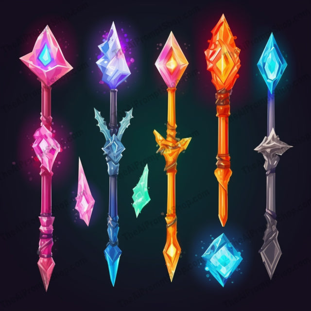 AI Midjourney Prompt for Low Poly Magical Weapons with Bioluminescence