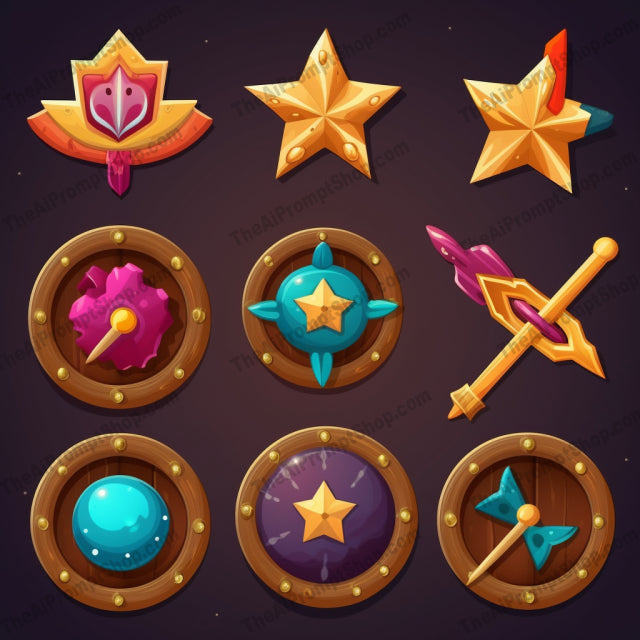 AI Midjourney Prompt for Ornamental Wooden Game Icons